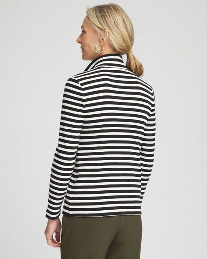 Zenergy® Stripe Mock Neck Zipper Tee