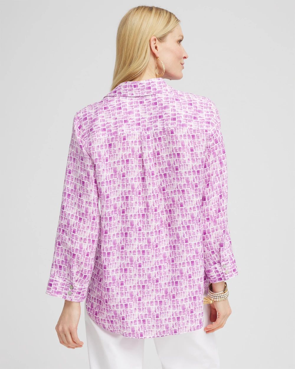 No IronTM Geometric Linen Shirt
