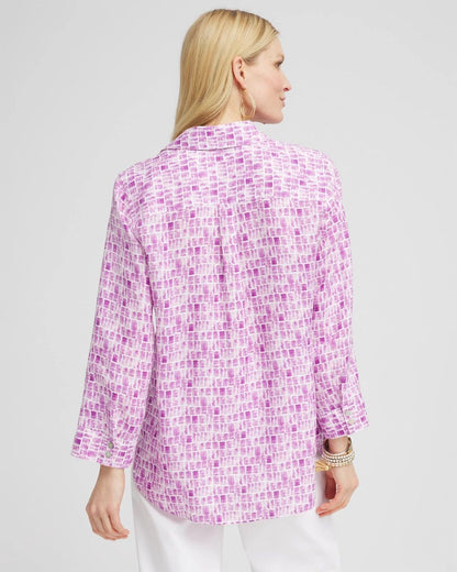 No IronTM Geometric Linen Shirt
