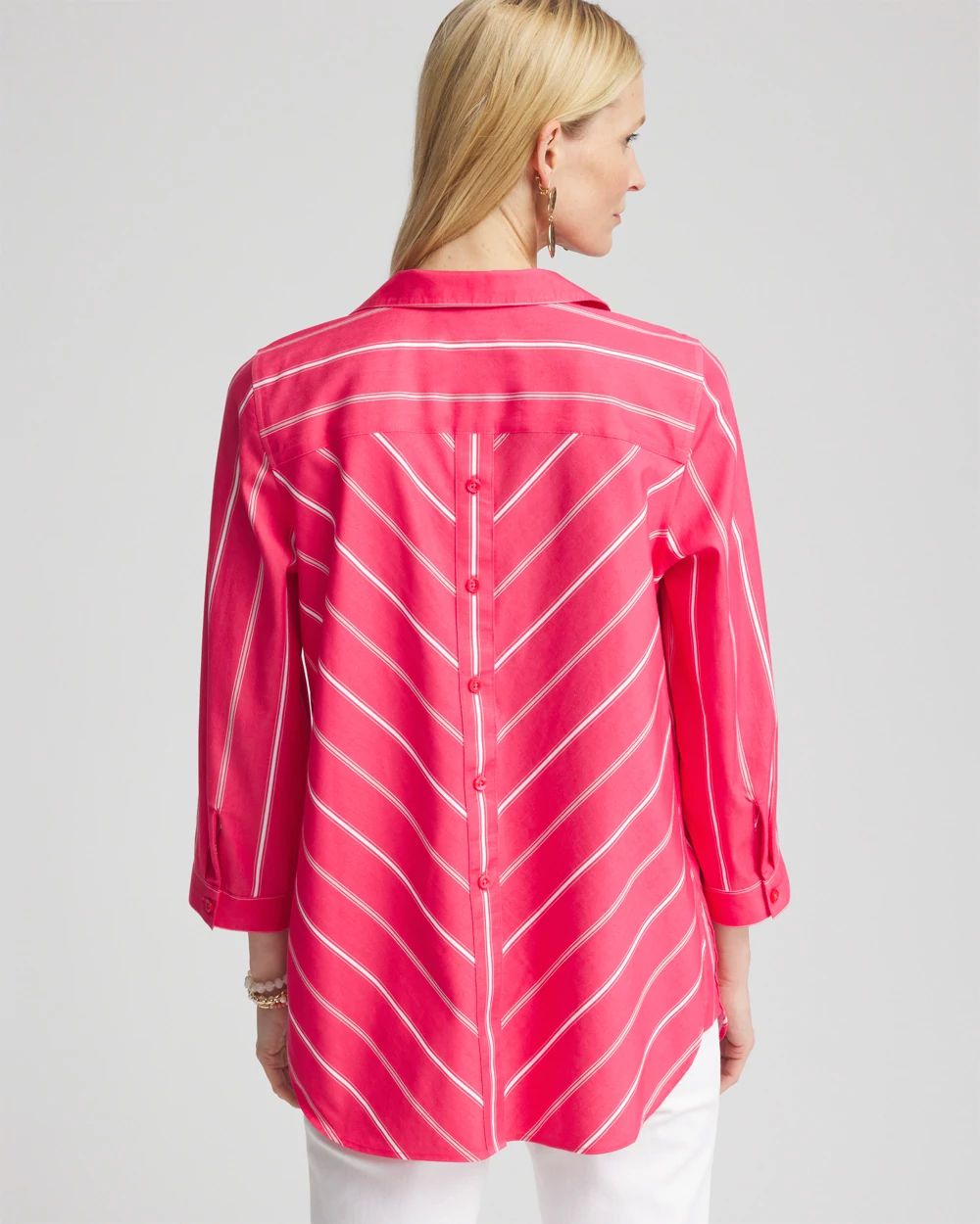 No IronTM Stripe Buttonback Tunic