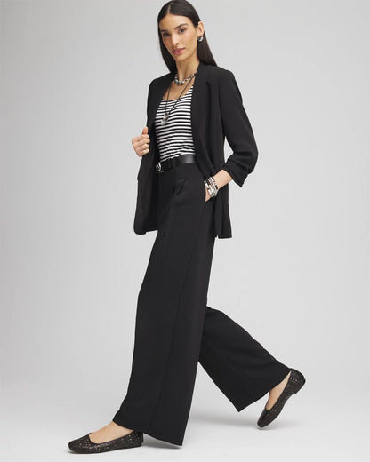 Petite Crepe Pleated Wide-Leg Pants
