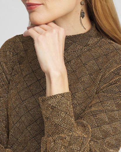 Textured Gold Mock-Neck Top