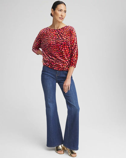 Velvet Banded Hem Print Top