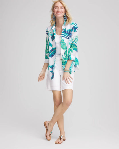 No IronTM Palm Print Linen Shirt