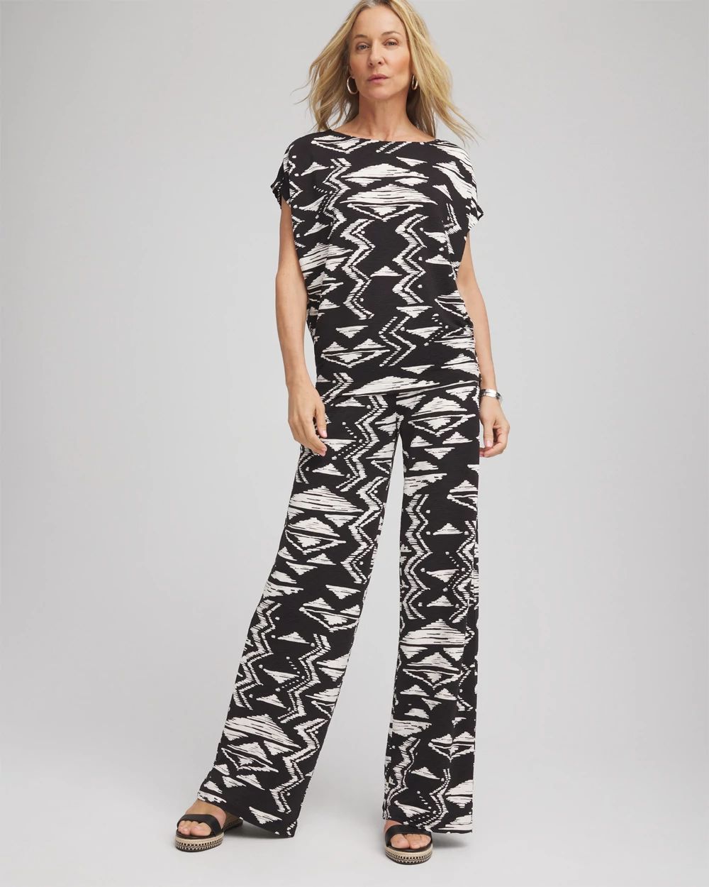 TravelersTM Crinkled Knit Wide-Leg Pants