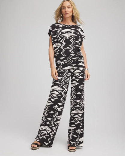 TravelersTM Crinkled Knit Wide-Leg Pants