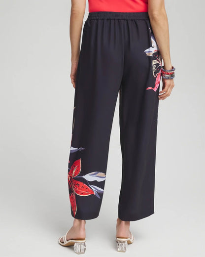 Petite Floral Print Soft Cropped Pants
