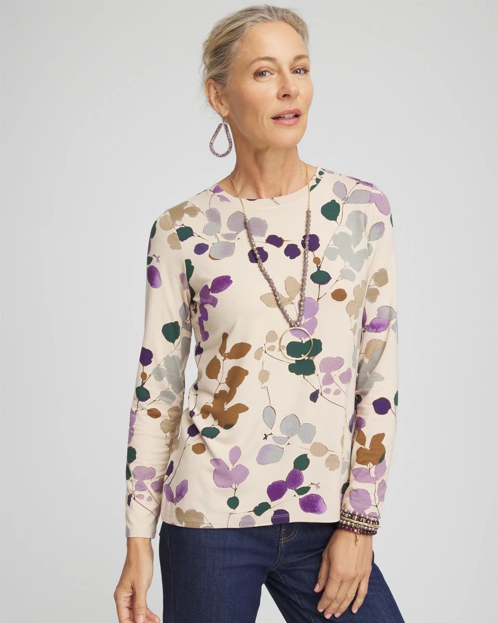 Touch of CoolTM Sprig Dot Long Sleeve Layering Tee