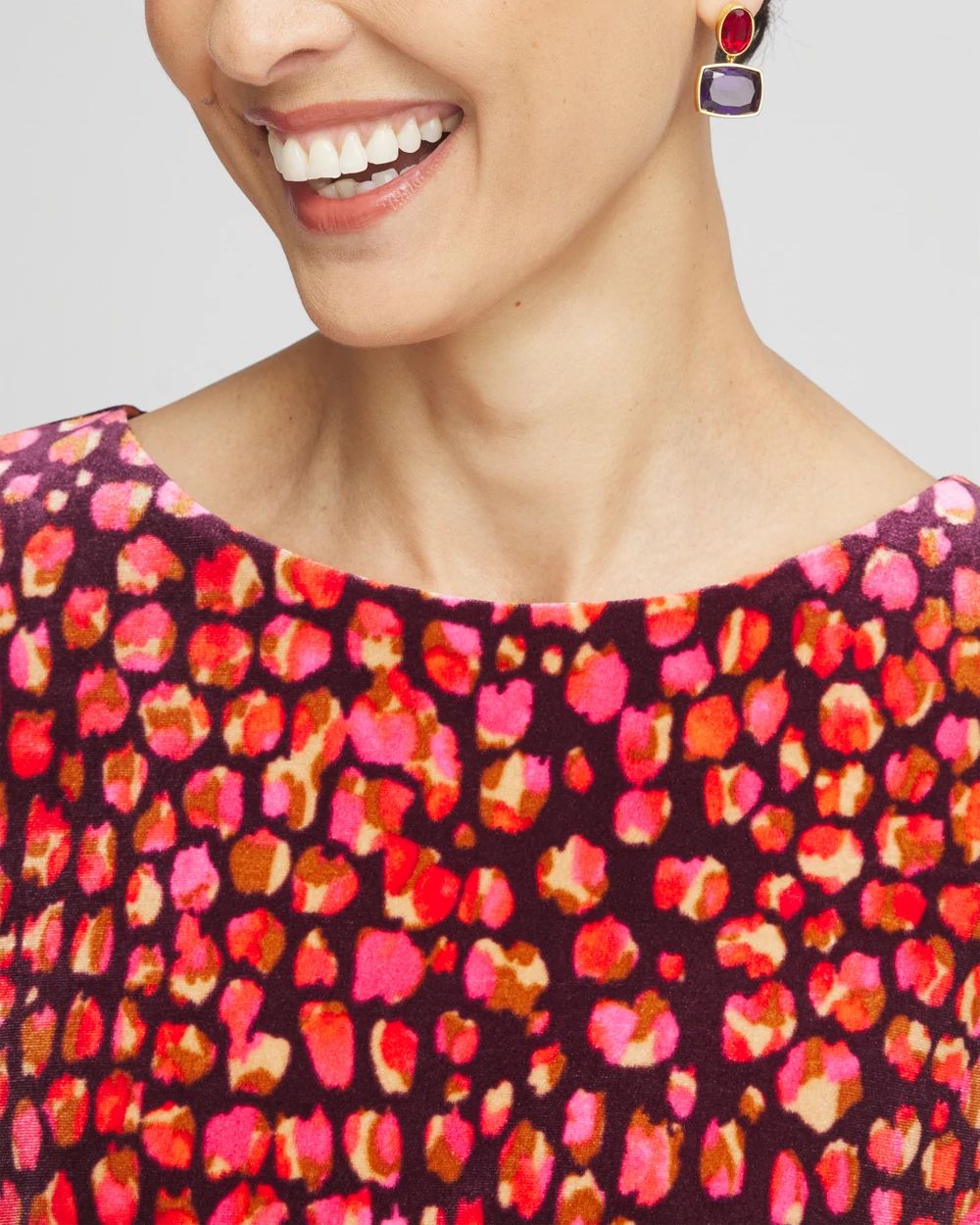 Velvet Banded Hem Print Top