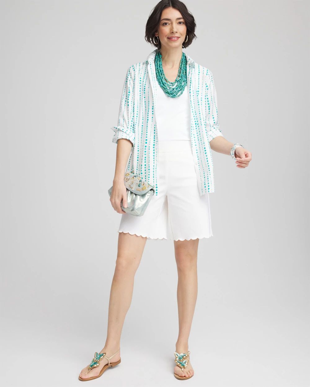BrigitteTM Pull-On Scallop-Hem Shorts