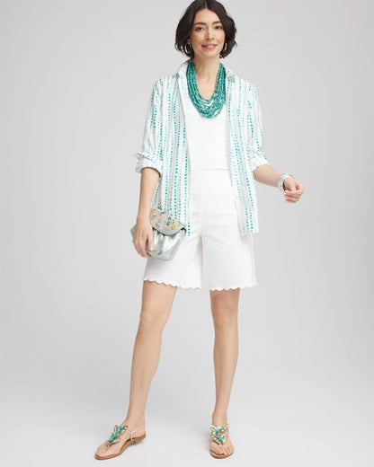 BrigitteTM Pull-On Scallop-Hem Shorts