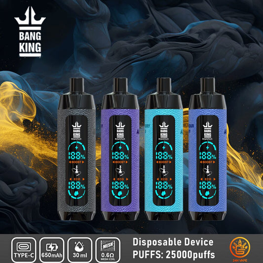 Bang King Shisha 25000 25K Puffs Newest LED Display Leather Disposable Vape Pen