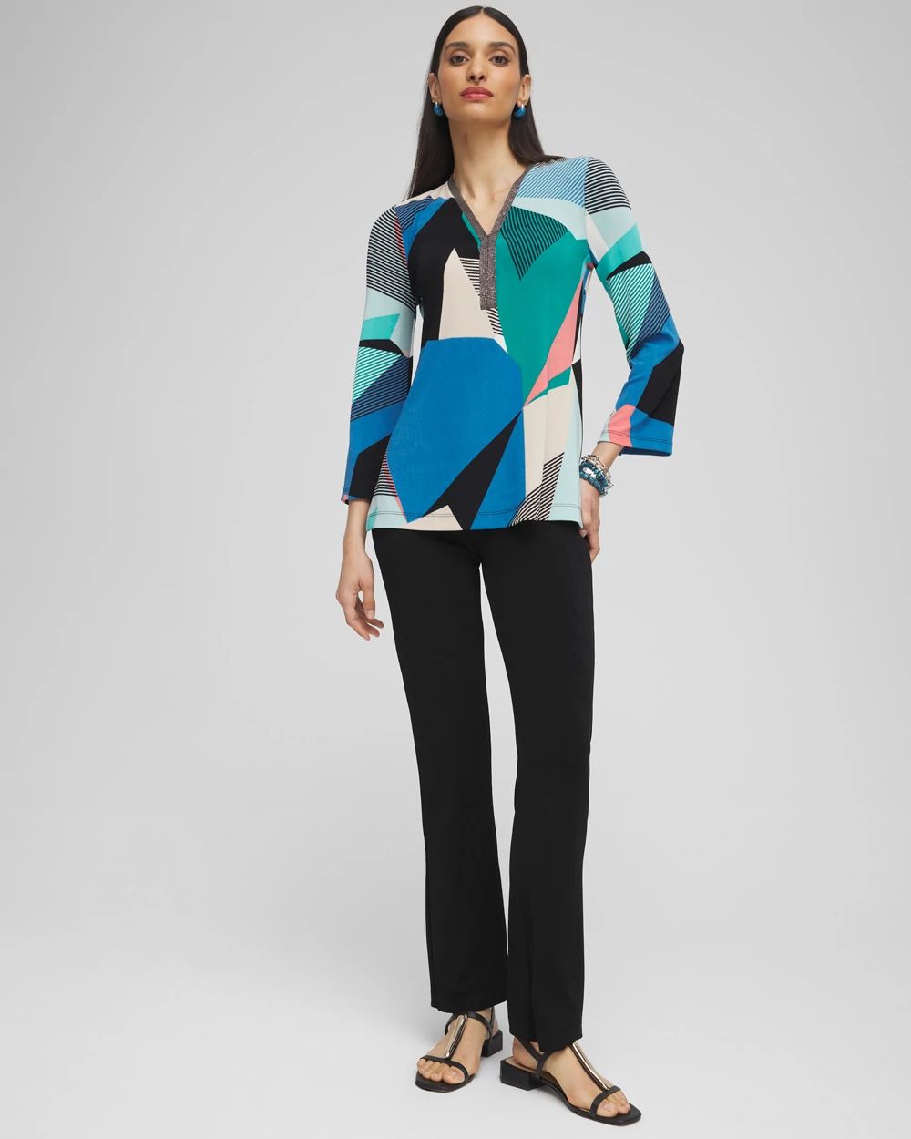 TravelersTM Beaded V-neck Tunic