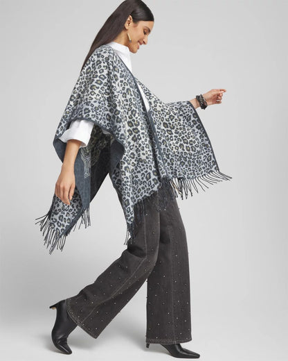 Paisley Leopard Reversible Ruana