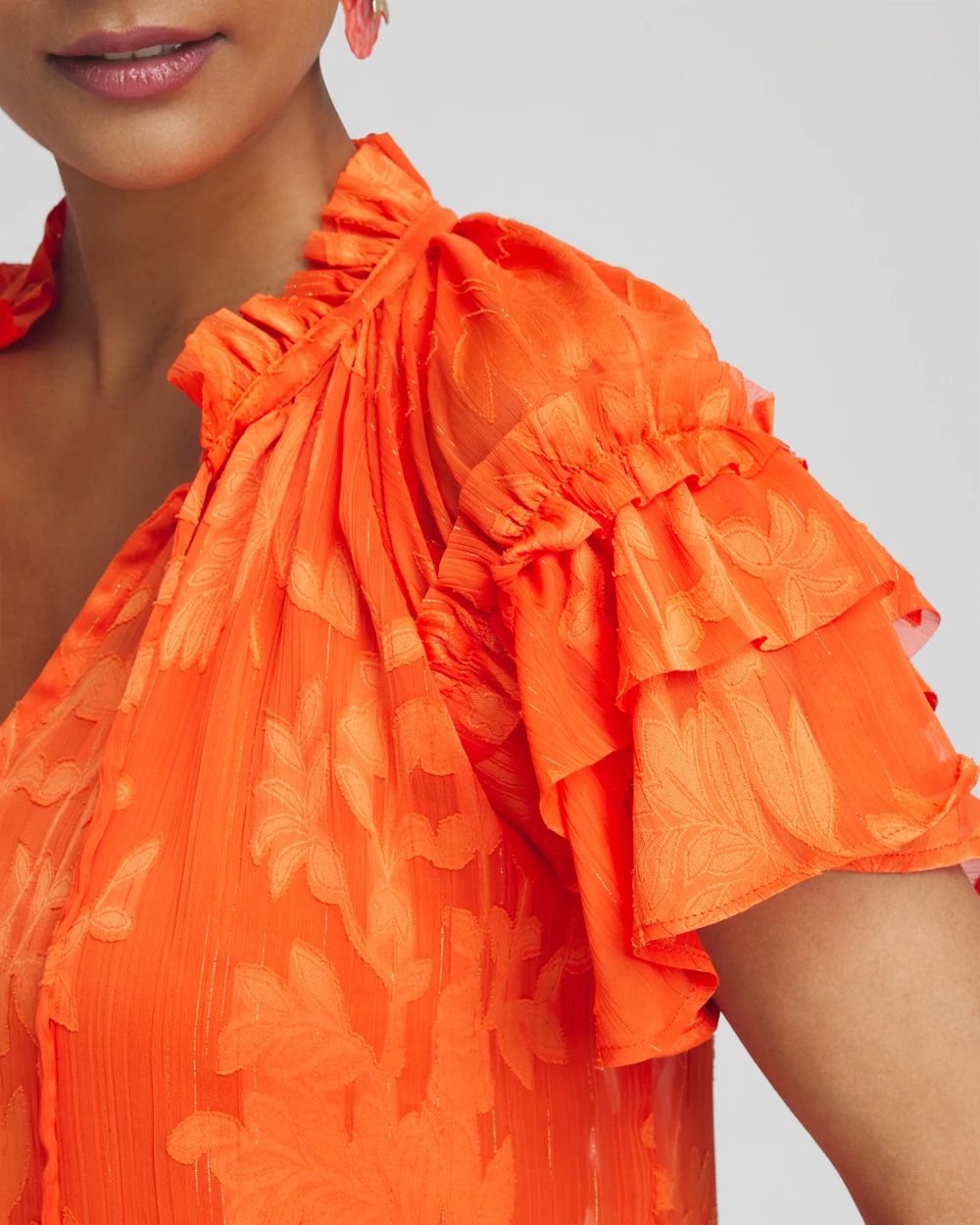 Chiffon Ruffle Neck Blouse