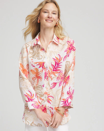 No IronTM Tropical Floral Linen Shirt