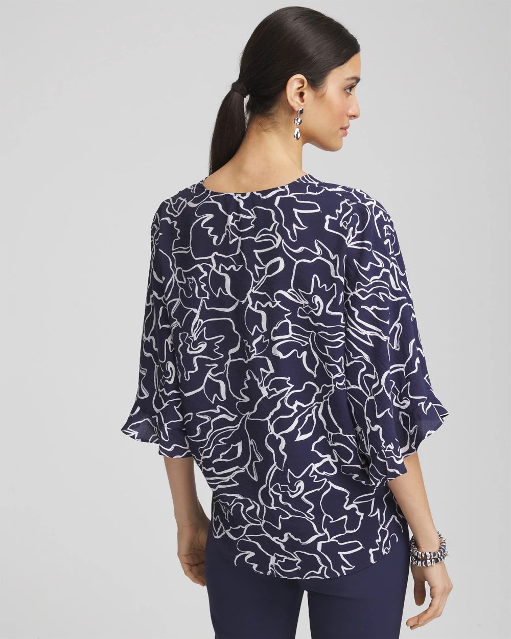 EcoveroTM Tie-Front Frill Sleeve Blouse