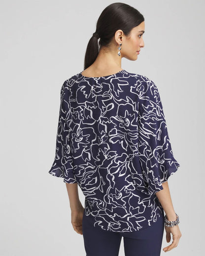 EcoveroTM Tie-Front Frill Sleeve Blouse