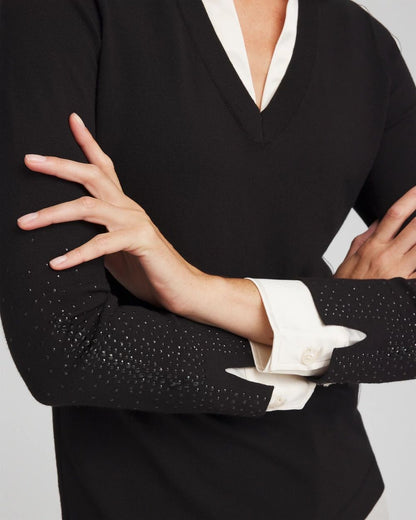 Sequin Built-In Shirt Knit Sweater