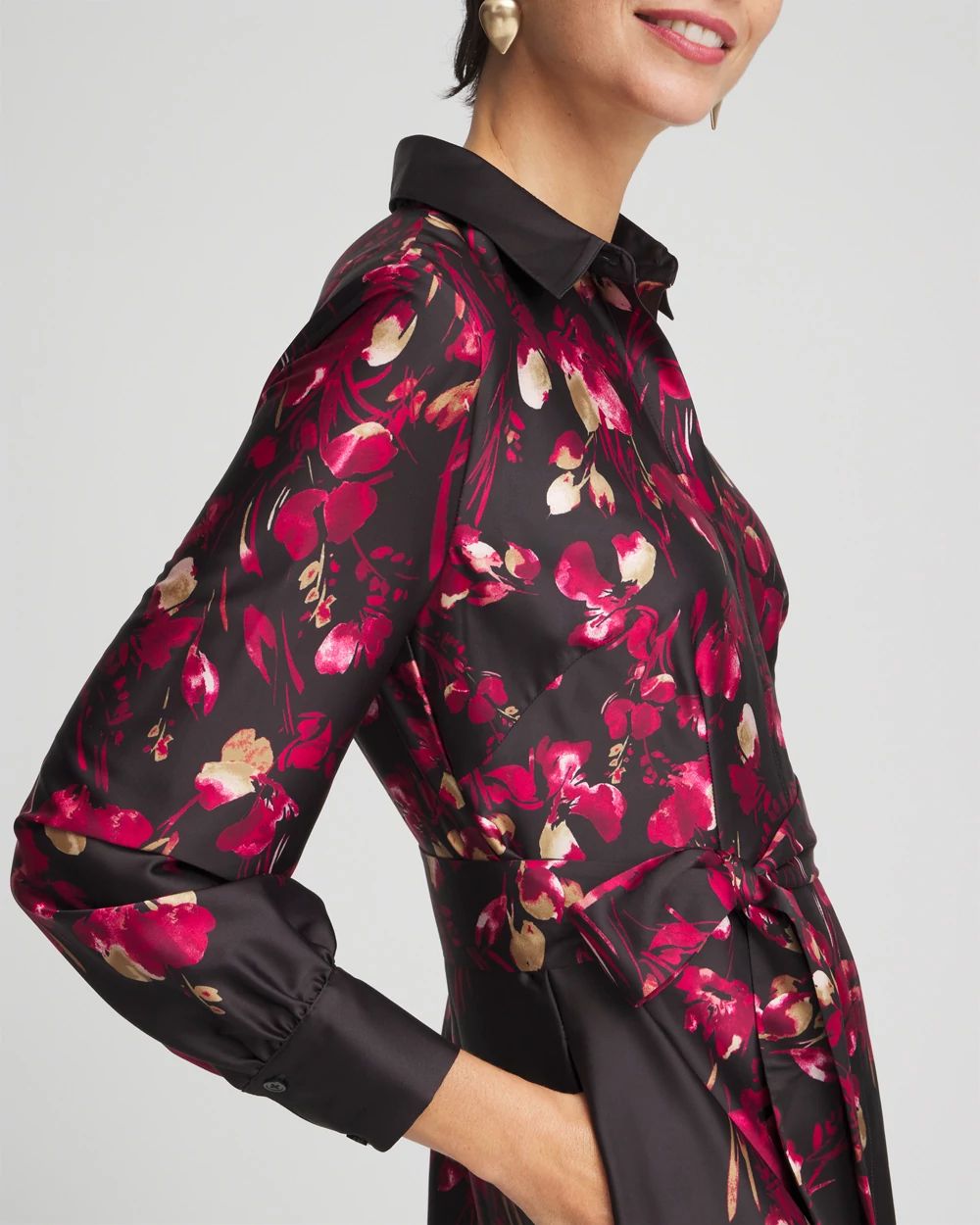 Leaf Print Shirt Dress