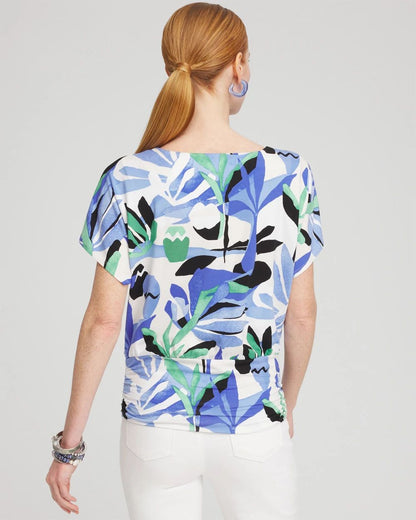 Touch of CoolTM Tropics Ruched Banded Hem Top