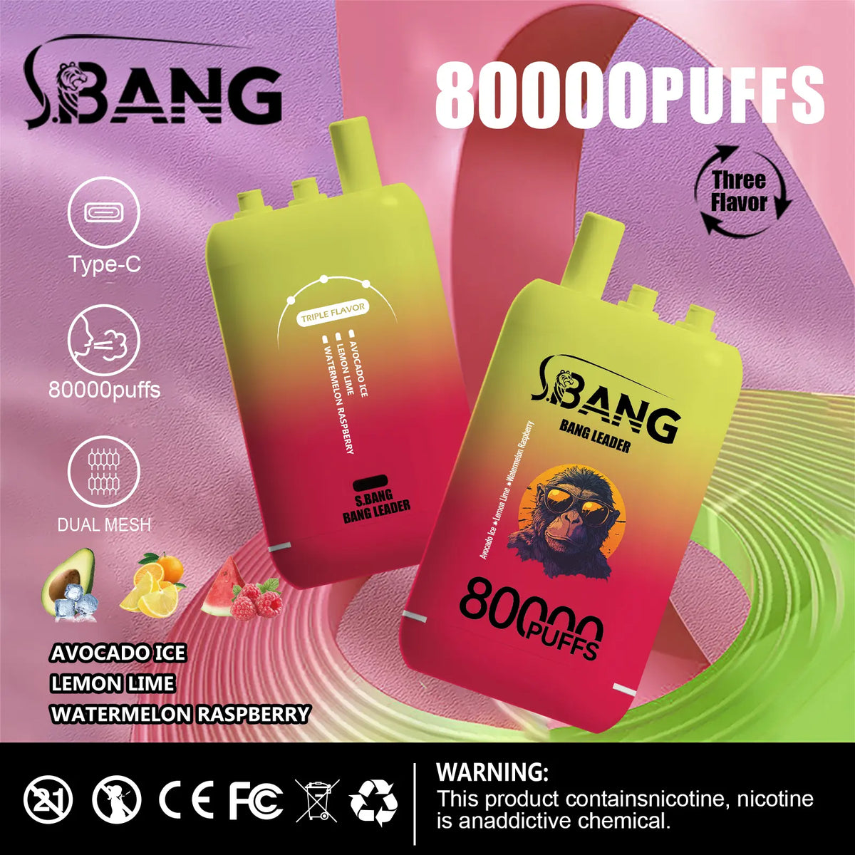 Bang Leader 80000 80K Puffs 3 in 1 Flavors Newest Original Rechargeable Disposable Vape
