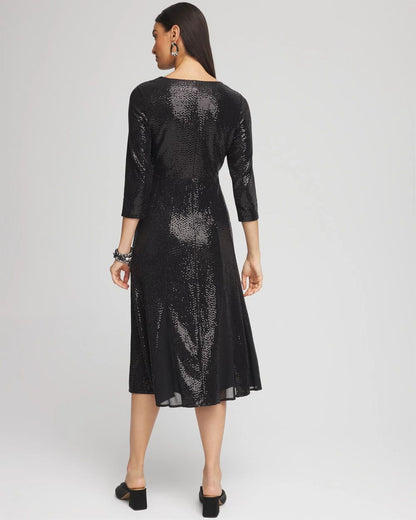 Surplice Sequin Midi Dress