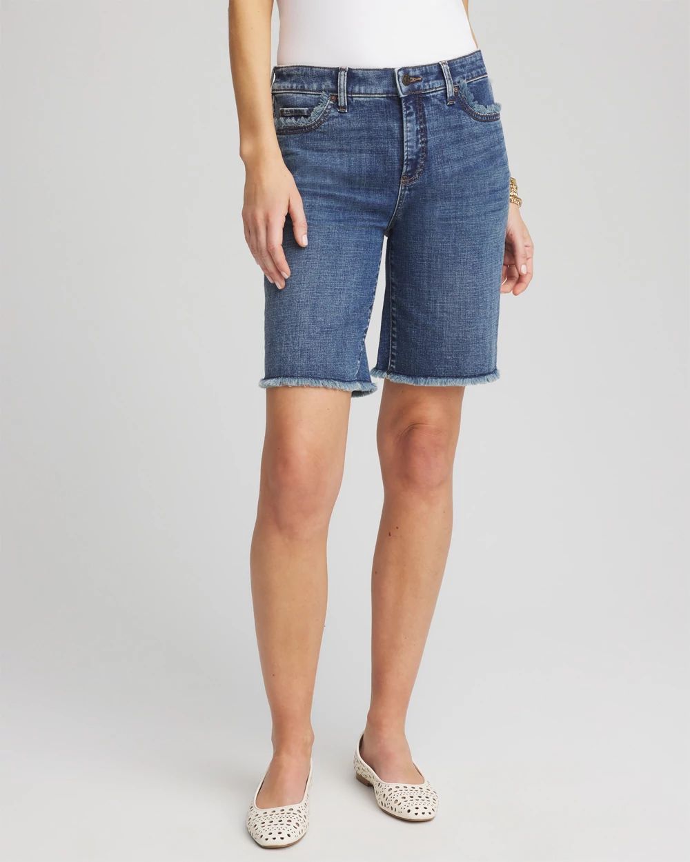 So Slimming® Girlfriend Frayed Jean Shorts