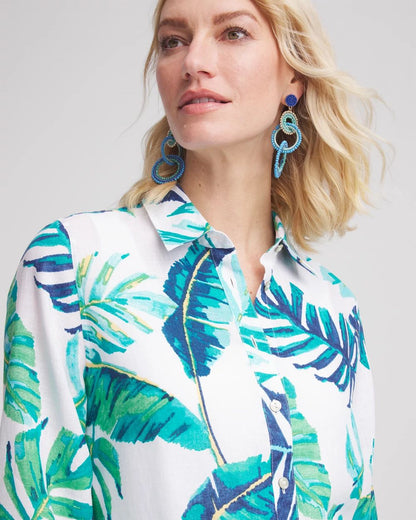 No IronTM Palm Print Linen Shirt