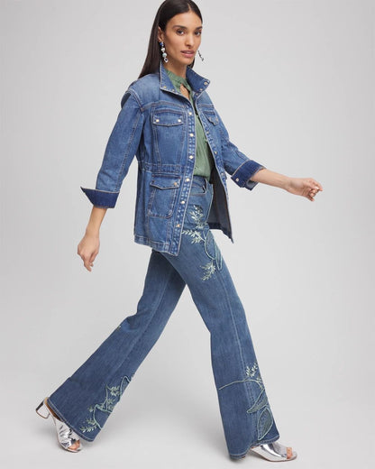 Applique Decorated Denim Jeans