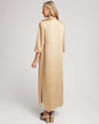Embellished Satin Maxi Dress