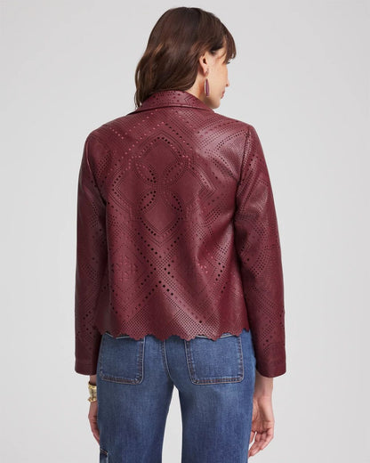 Cutout Faux Leather Jacket