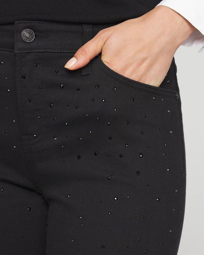 Petite Girlfriend Embellished Flare Jeans