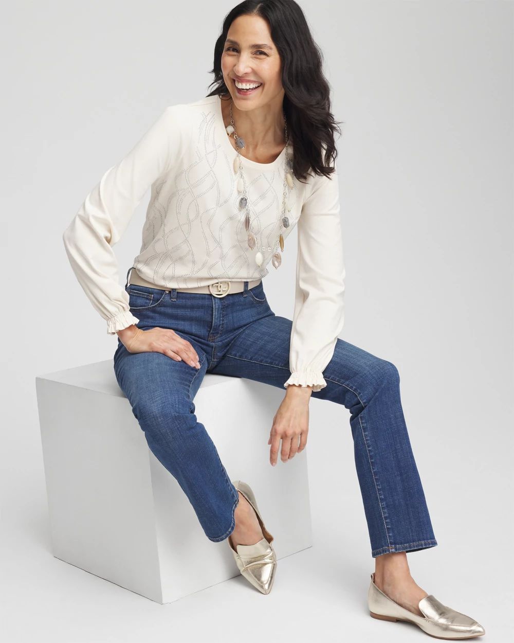 Embellished Long-sleeve Top