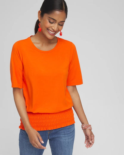 Touch of CoolTM Smocked Waist Tee
