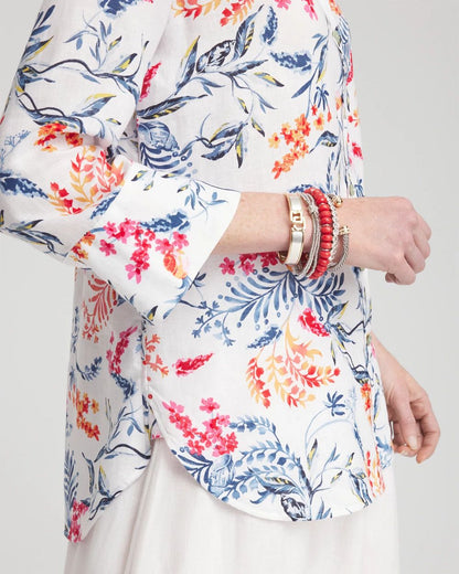 No IronTM Linen Sealife 3/4 Sleeve Shirt