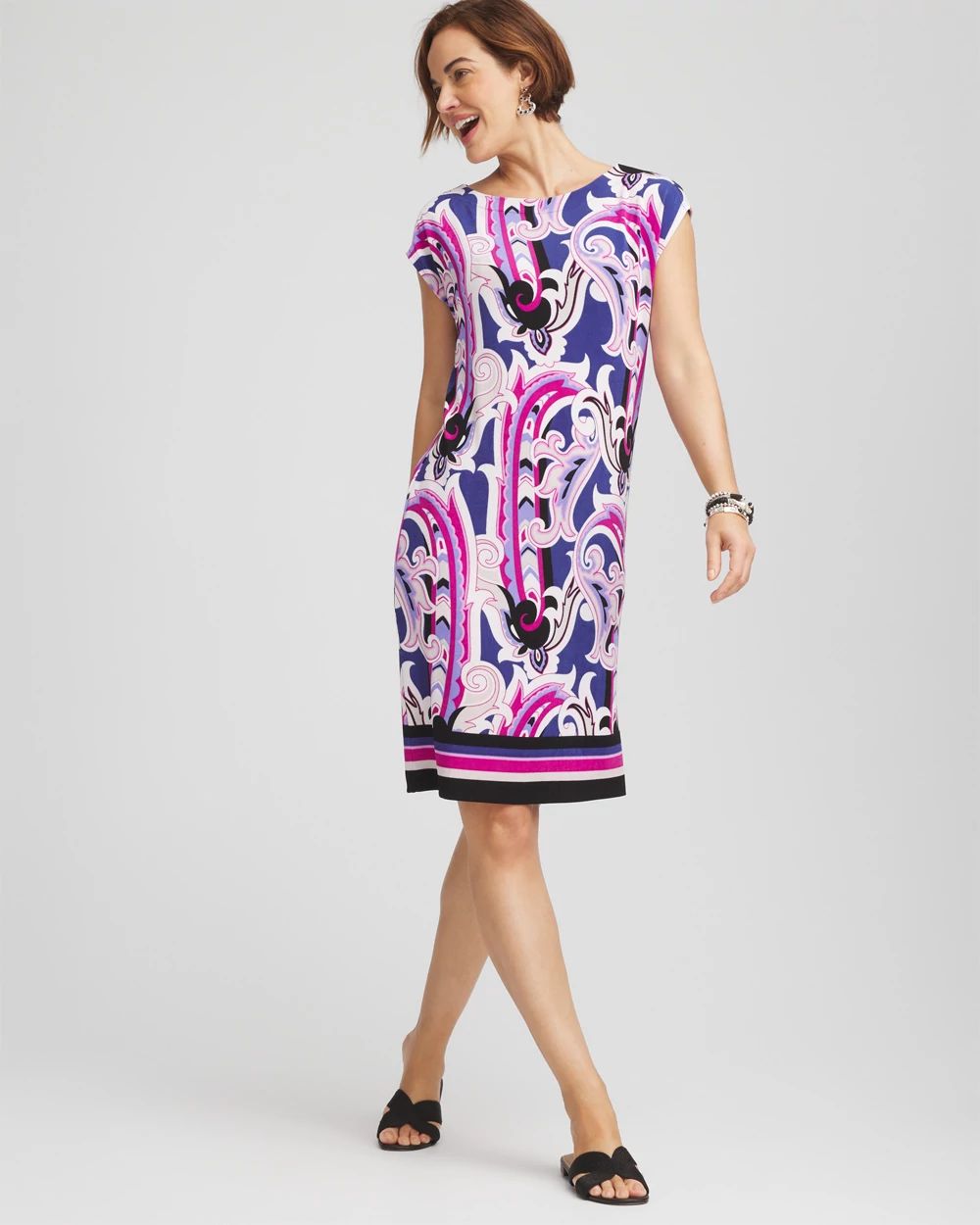 TravelersTM Paisley Cap-Sleeved Dress