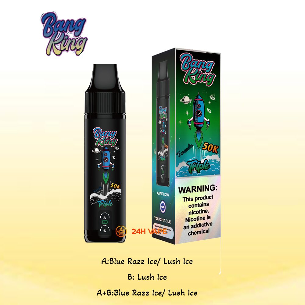 Bang King Triple 50000 50K Puffs 3 in 1 Flavors Original Rechargeable Disposable Vape