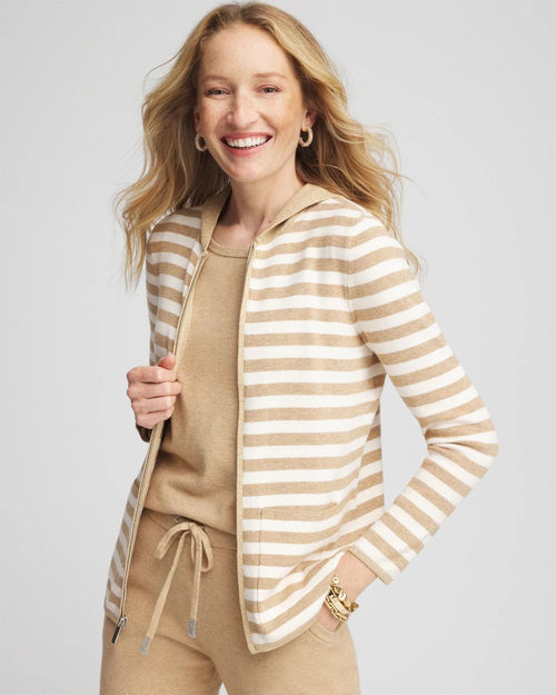 Zenergy® Luxe Striped Hooded Cardigan