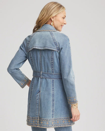 Tailored Whipstitch Denim Trench Coat