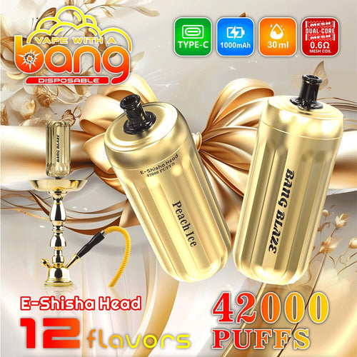 Bang E-Shisha Head 42000 42K Puffs Gold LED Display Disposable Vape