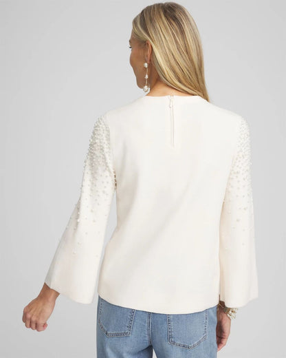 Faux Pearl Cashmere Blend Sweater