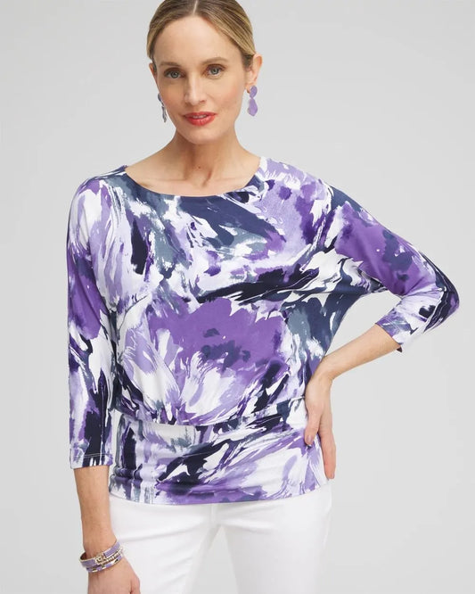 Touch of CoolTM Abstract Banded Hem Top