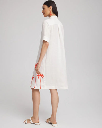 Linen Embroidered Palms Dress
