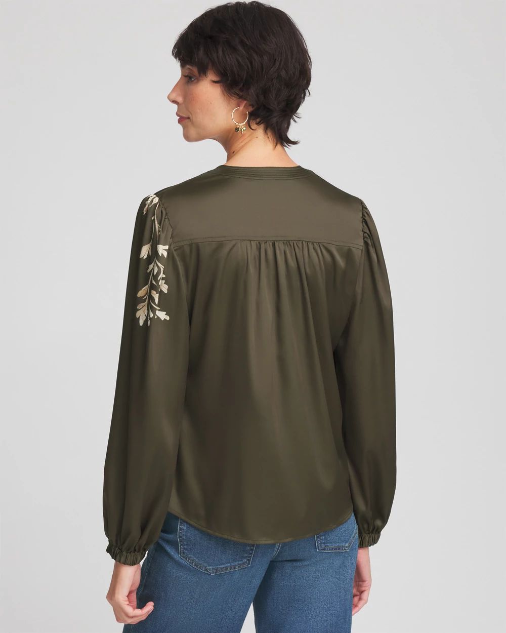 Satin Placed Floral Blouse