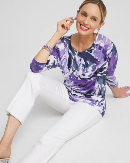 Touch of CoolTM Abstract Banded Hem Top