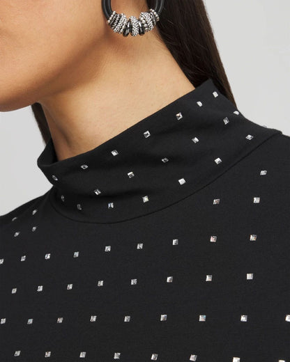 Touch of CoolTM Studded Mock-Neck Tee