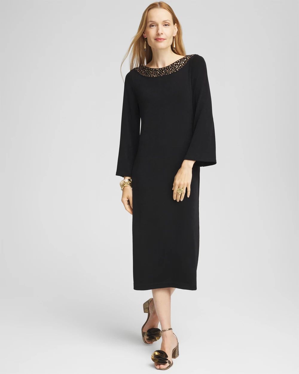 TravelersTM Rhinestone Scoopback Midi Dress