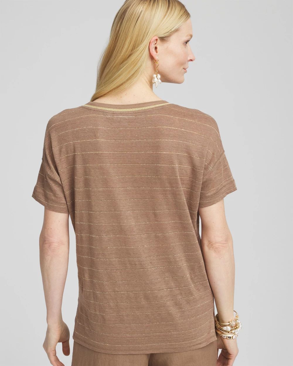 Striped Sweater Trim Linen Tee