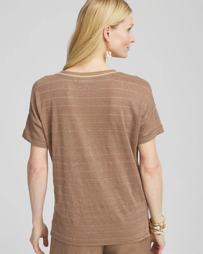 Striped Sweater Trim Linen Tee